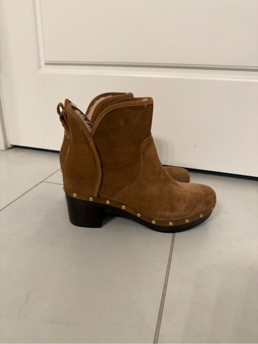 UGG Tan Suede Studded Ankle Booties